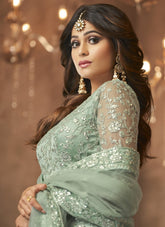 Fully Embroidered Gown in Rama Colour